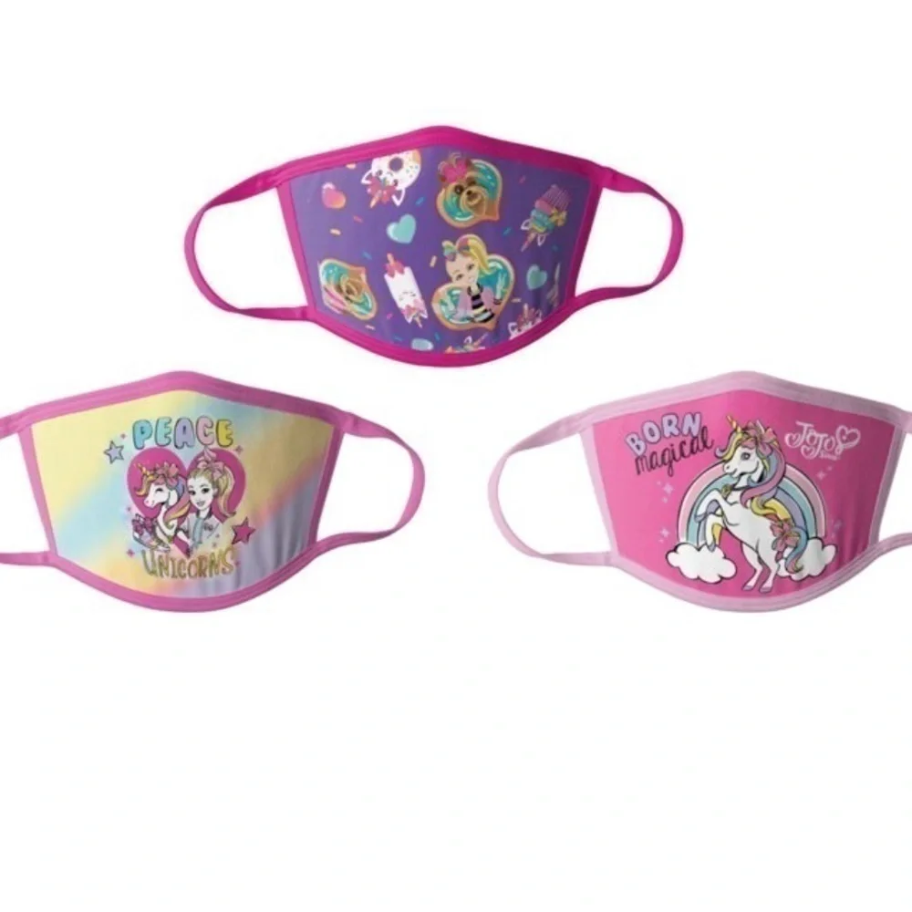 Jojo Siwa Kids Cloth Face Masks Cotton Pack of 3 Washable Reusable Non-Medical